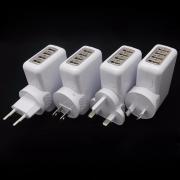 4 Plugs Universal 4 Port USB 2.1A Charger AC Adapter US / EU / UK / AU Plug Adapter Converter Wall Charger